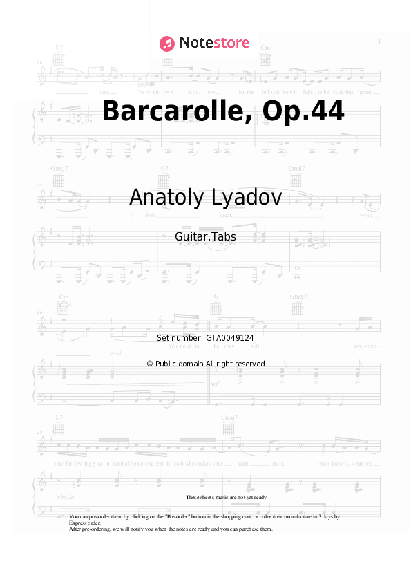 Barcarolle, Op.44 - Anatoly Lyadov Tabs - Guitar.Tabs
