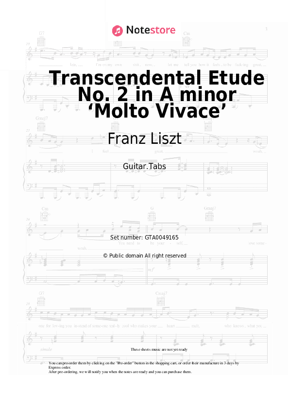 Transcendental Etude No. 2 in A minor ‘Molto Vivace’ - Franz Liszt Tabs - Guitar.Tabs