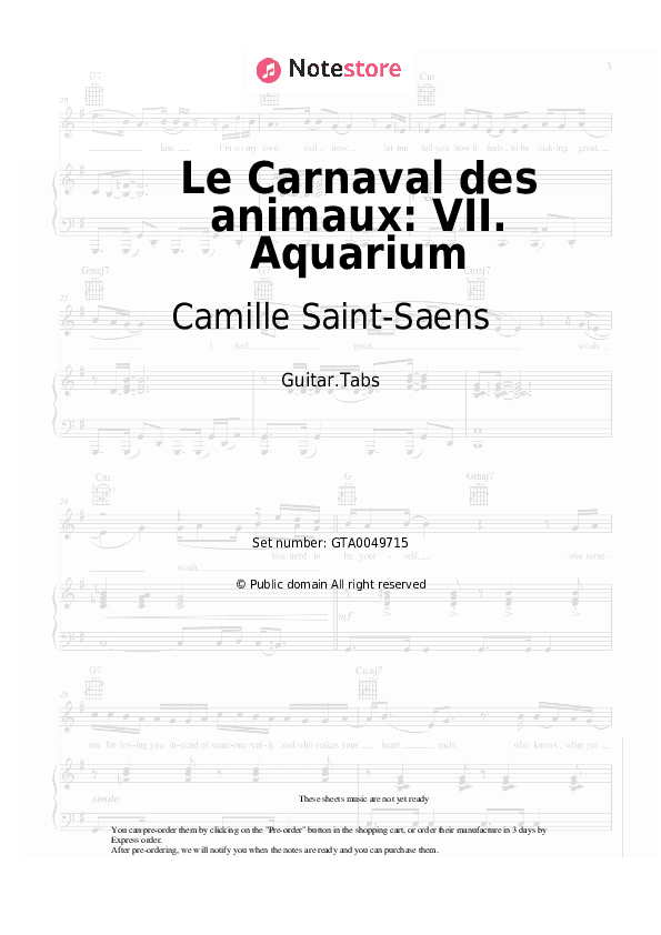 Le Carnaval des animaux: VII. Aquarium - Camille Saint-Saens Tabs - Guitar.Tabs