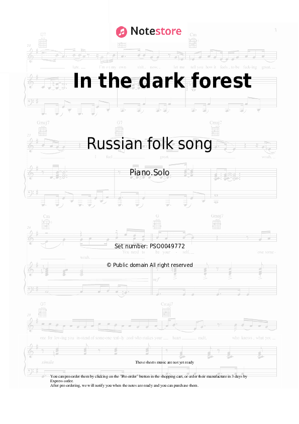 In the dark forest - Russian folk song Piano Sheet Music - Piano.Solo