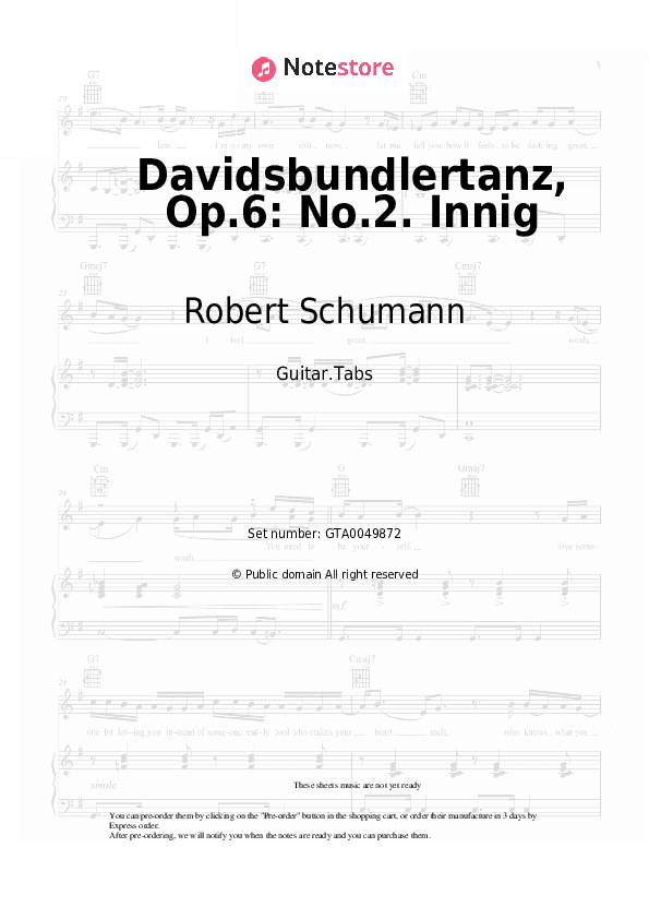 Davidsbundlertanz, Op.6: No.2. Innig - Robert Schumann Tabs - Guitar.Tabs