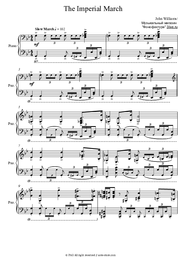 The Imperial March - John Williams Piano Sheet Music - Piano.Solo