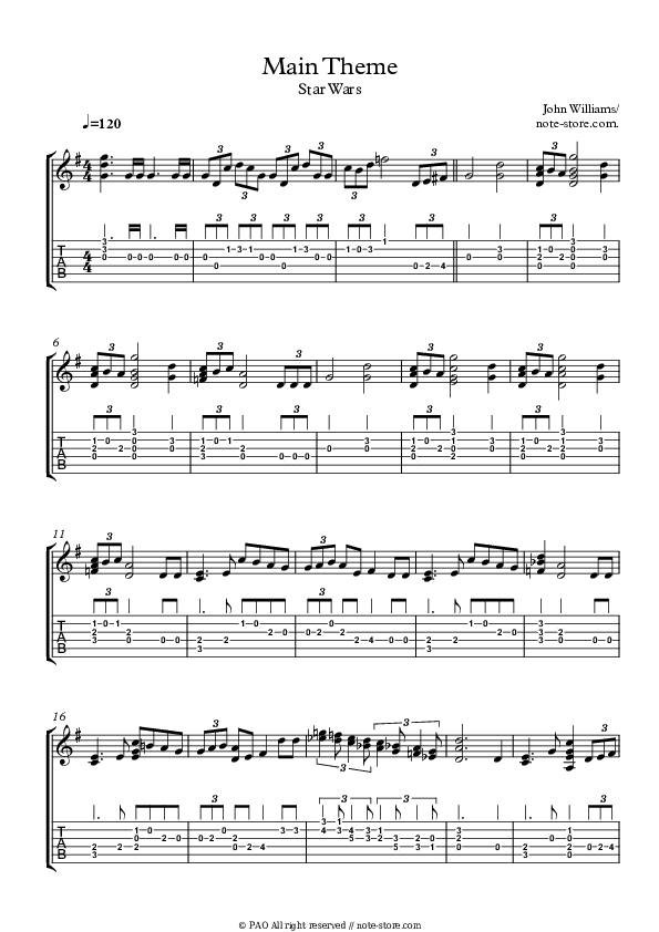 Star Wars (Main Theme) - John Williams Tabs - Guitar.Tabs