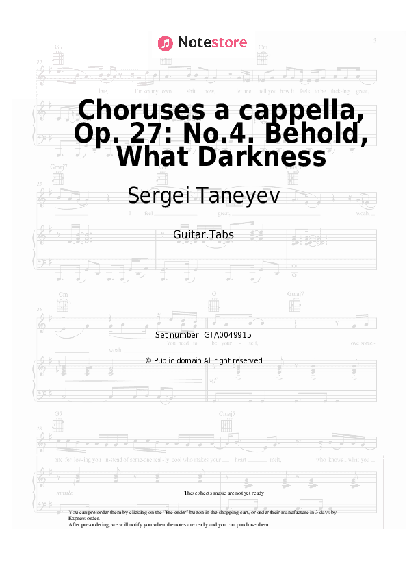 Choruses a cappella, Op. 27: No.4. Behold, What Darkness - Sergei Taneyev Tabs - Guitar.Tabs