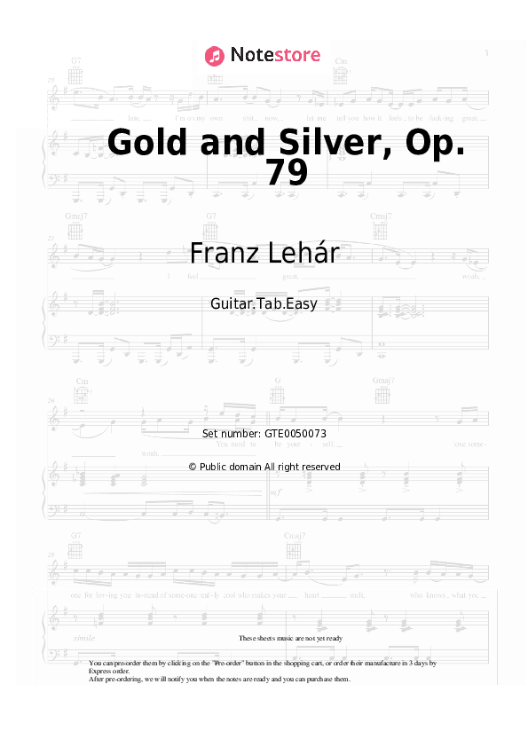 Gold and Silver, Op. 79 - Franz Lehár Tabs Easy - Guitar.Tab.Easy