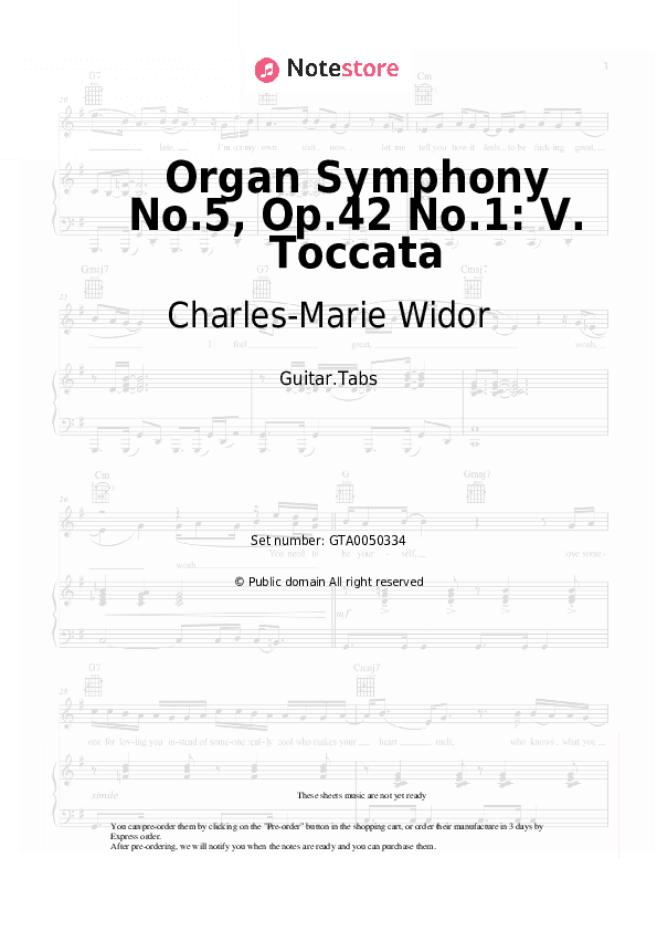 Organ Symphony No.5, Op.42 No.1: V. Toccata - Charles-Marie Widor Tabs - Guitar.Tabs