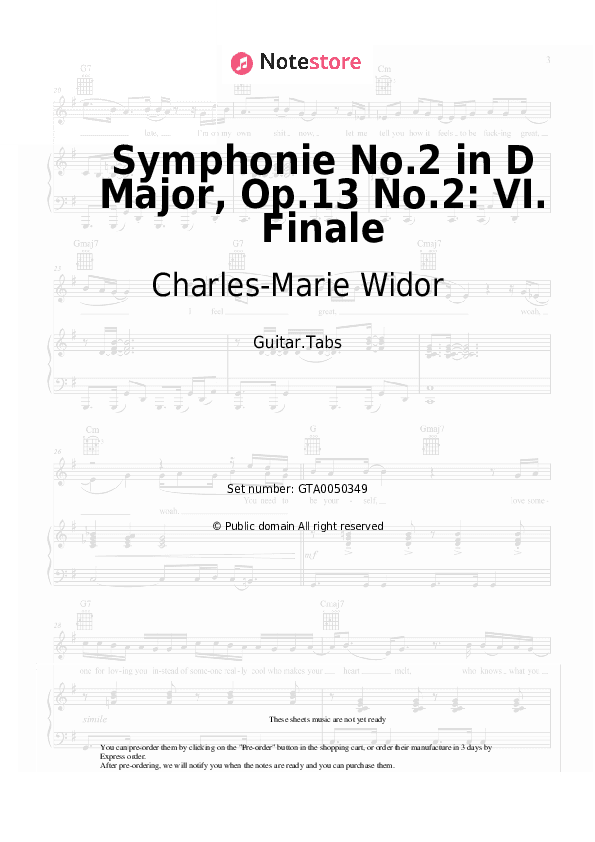 Symphonie No.2 in D Major, Op.13 No.2: VI. Finale - Charles-Marie Widor Tabs - Guitar.Tabs