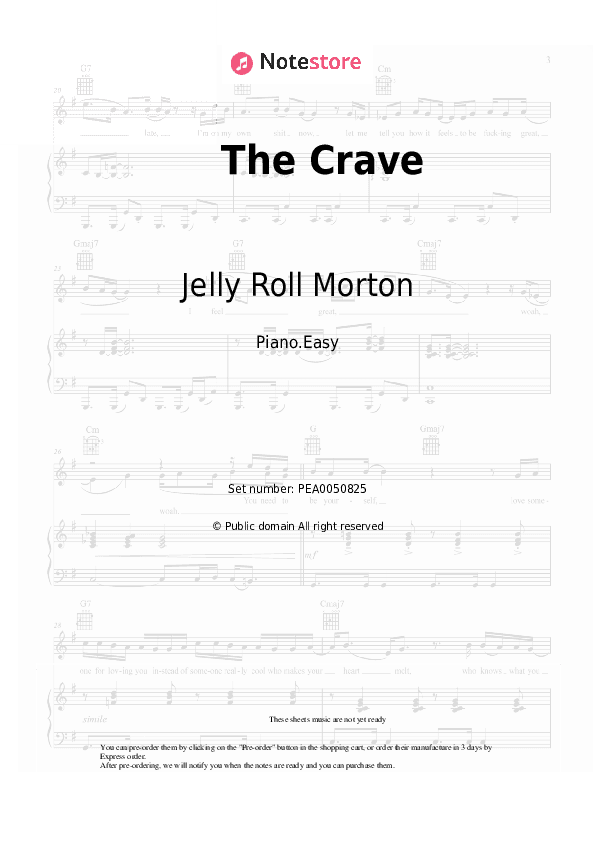 The Crave - Jelly Roll Morton Piano Sheet Music Easy - Piano.Easy