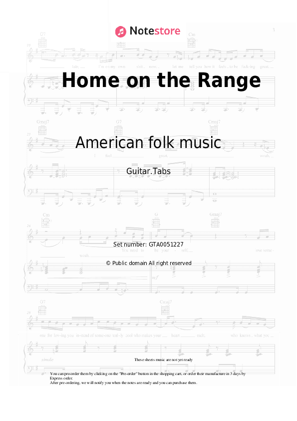 Home on the Range - American folk music, Western music Tabs - Guitar.Tabs