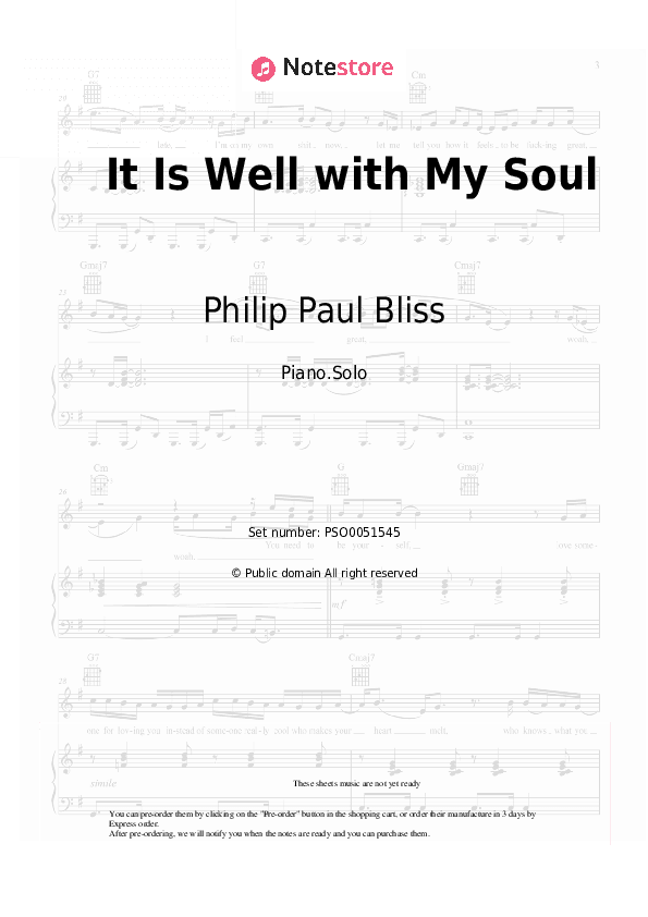 It Is Well with My Soul - Philip Paul Bliss Piano Sheet Music - Piano.Solo