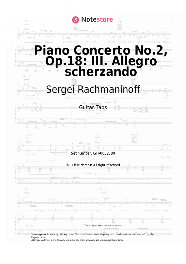 Piano Concerto No.2, Op.18: III. Allegro scherzando - Sergei Rachmaninoff Tabs - Guitar.Tabs
