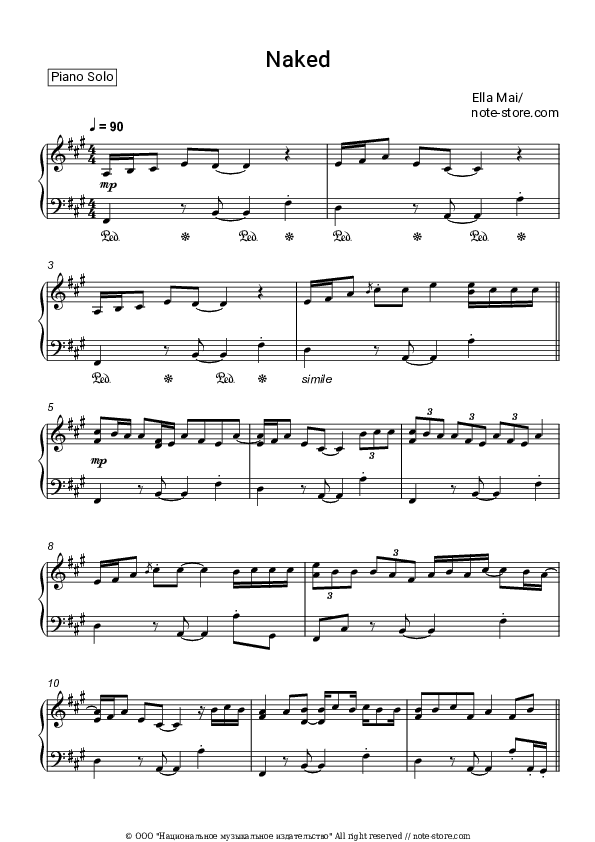Naked - Ella Mai Piano Sheet Music - Piano.Solo