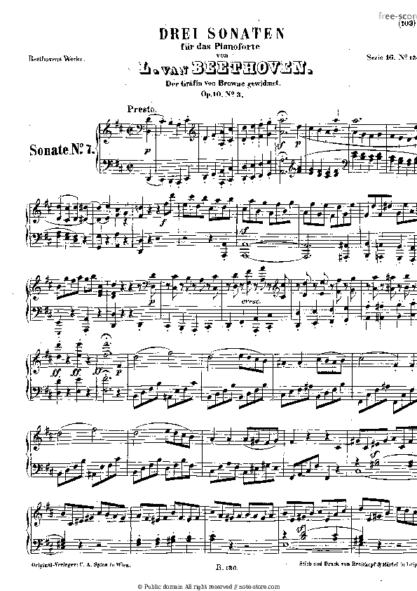 Piano Sonata No.7 Op.10 No.3 - Ludwig van Beethoven Piano Sheet Music - Piano.Solo