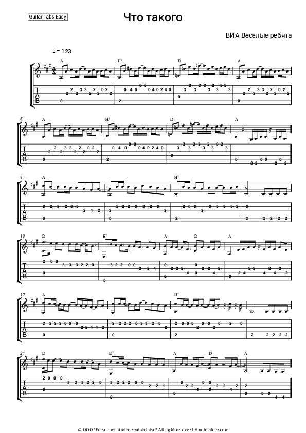 Что такого - Vesyolye Rebyata, Pavel Slobodkin Tabs Easy - Guitar.Tab.Easy