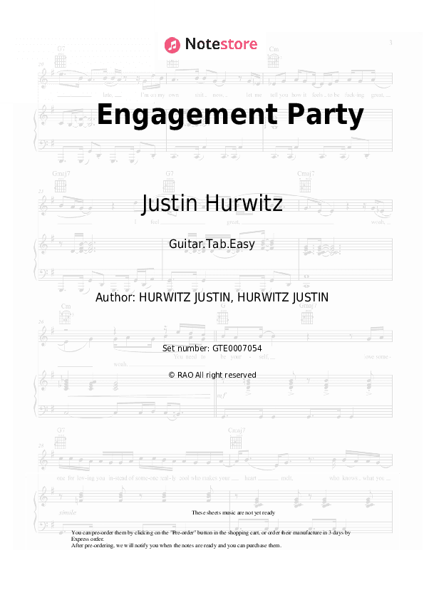 Engagement Party - Justin Hurwitz Tabs Easy - Guitar.Tab.Easy