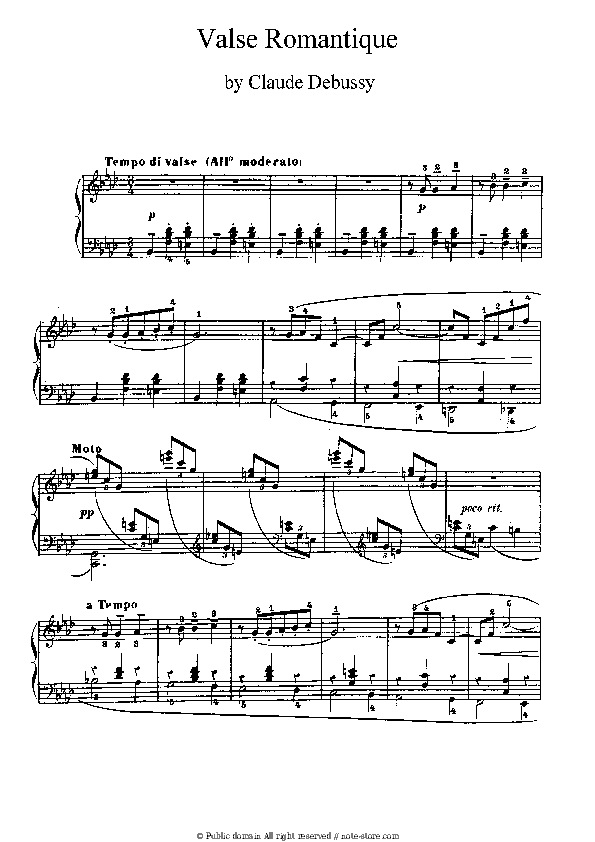 Valse Romantique - Claude Debussy Piano Sheet Music - Piano.Solo
