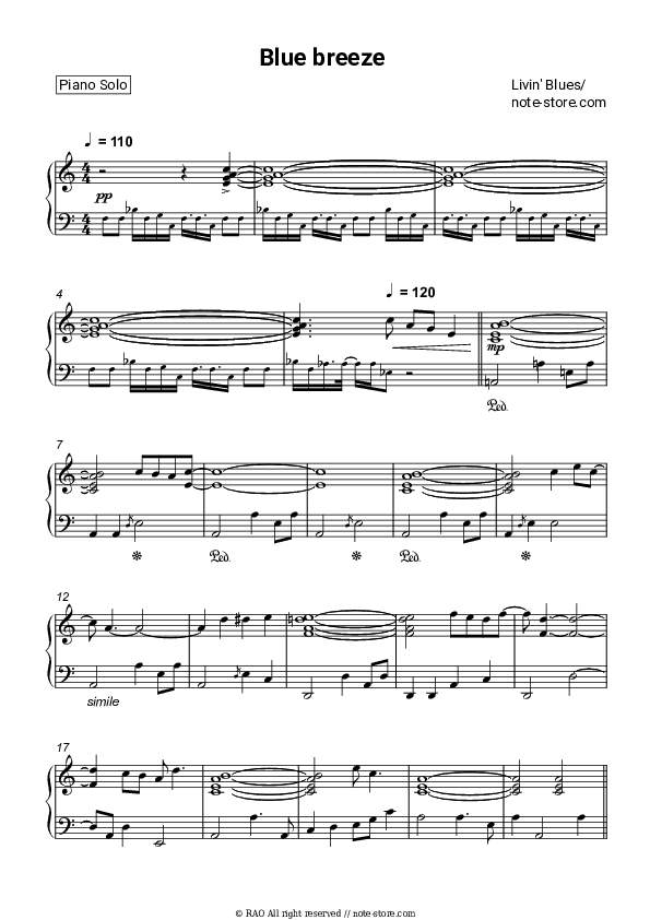 Blue Breeze - Livin' Blues Piano Sheet Music - Piano.Solo