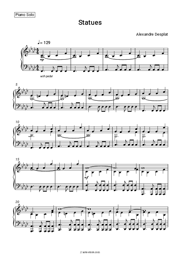 Statues - Alexandre Desplat Piano Sheet Music - Piano.Solo