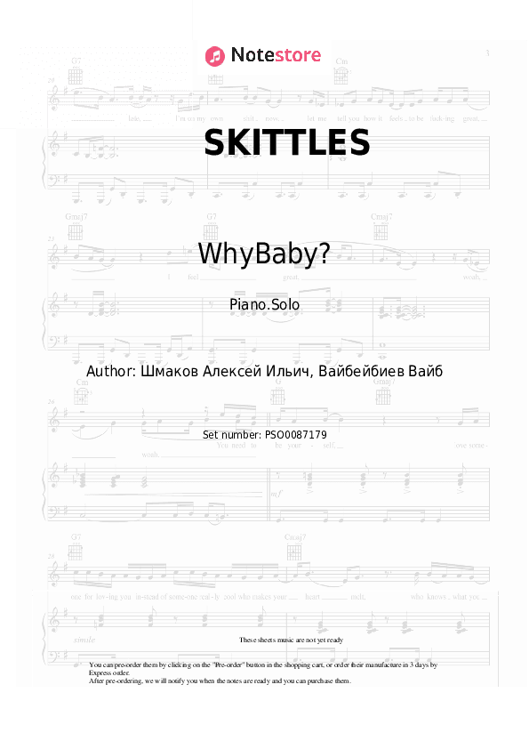 SKITTLES - WhyBaby? Piano Sheet Music - Piano.Solo