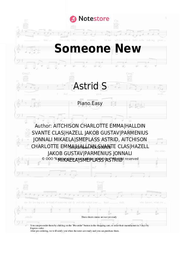 Someone New - Astrid S Piano Sheet Music Easy - Piano.Easy