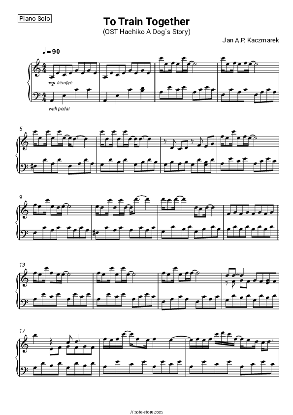 To Train Together - Jan Kaczmarek Piano Sheet Music - Piano.Solo