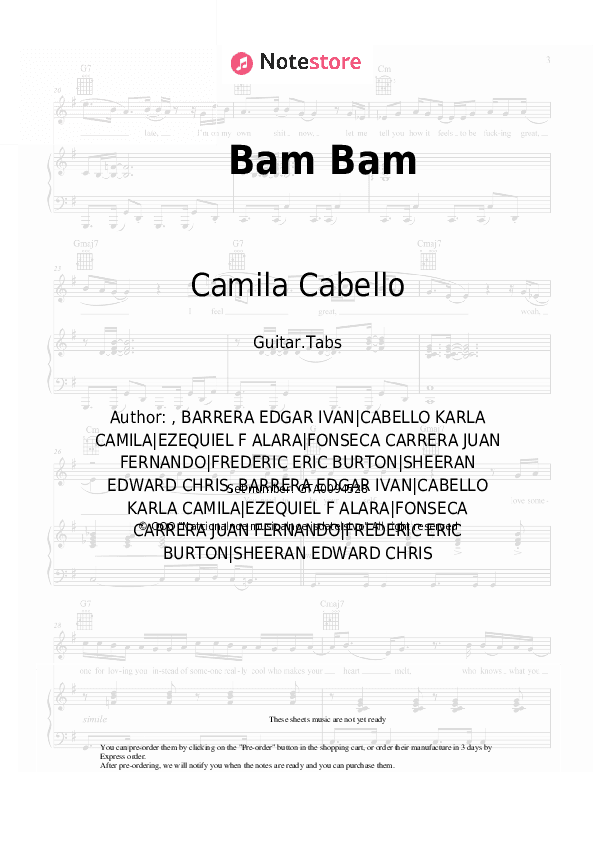 Bam Bam - Camila Cabello, Ed Sheeran Tabs - Guitar.Tabs