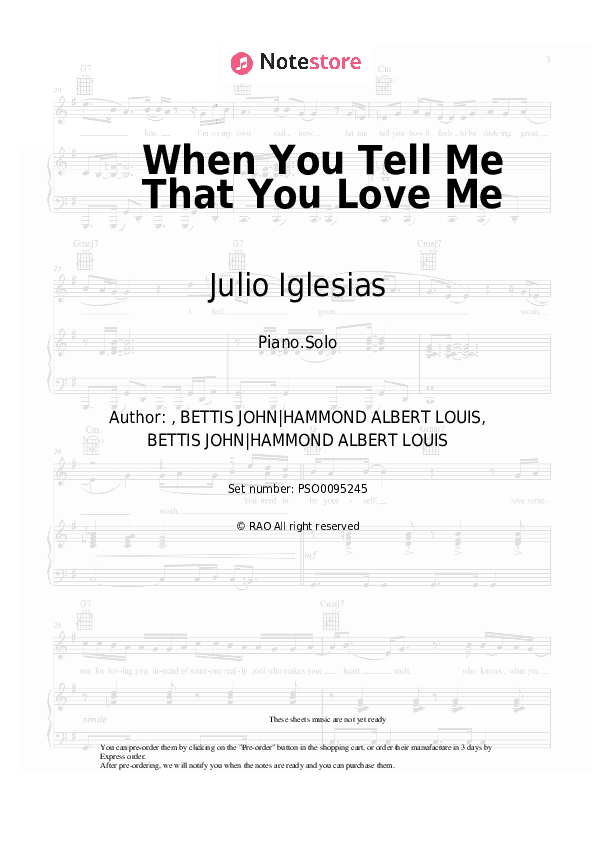 When You Tell Me That You Love Me - Julio Iglesias, Dolly Parton Piano Sheet Music - Piano.Solo