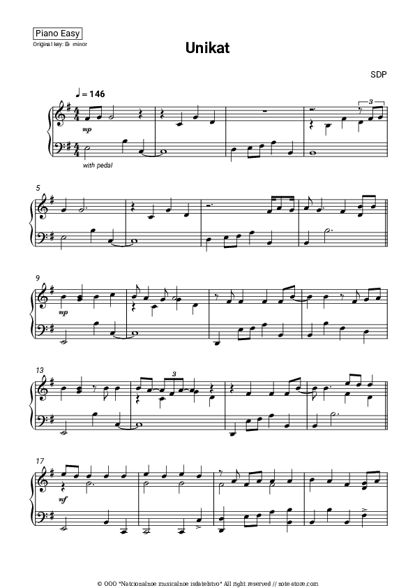 Unikat - SDP Piano Sheet Music Easy - Piano.Easy
