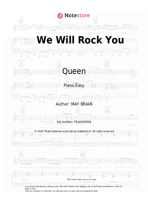 We Will Rock You - Queen Piano Sheet Music Easy - Piano.Easy