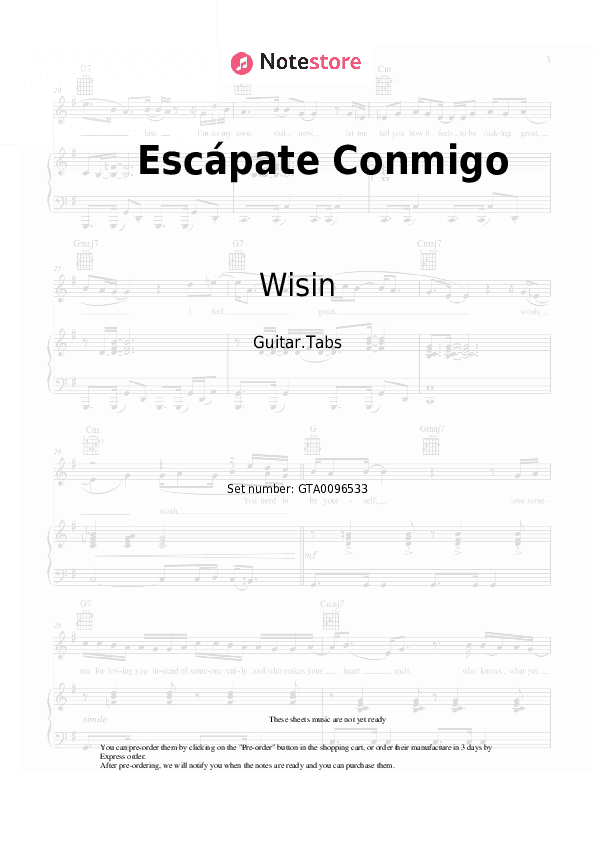 Escápate Conmigo - Wisin, Ozuna Tabs - Guitar.Tabs