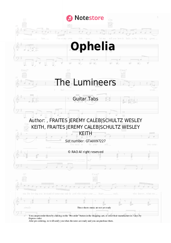 Ophelia - The Lumineers Tabs - Guitar.Tabs