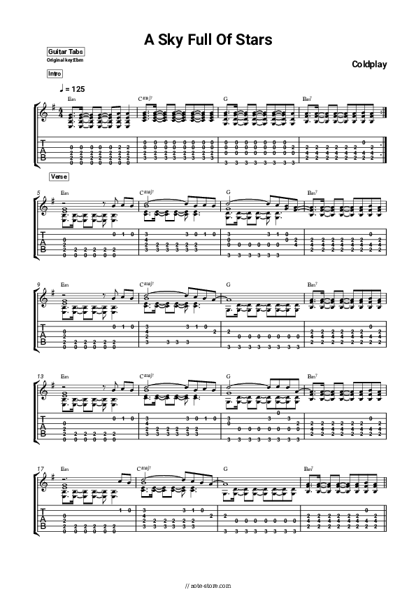 A Sky Full of Stars - Coldplay Tabs - Guitar.Tabs