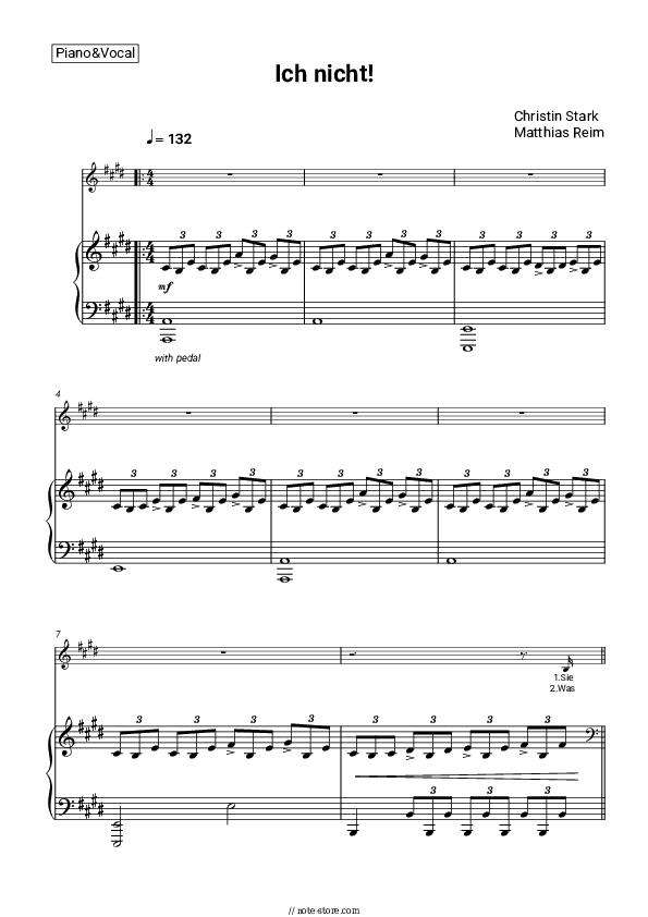 Ich nicht - Christin Stark, Matthias Reim Piano Sheet Music with the Voice part - Piano&Vocal