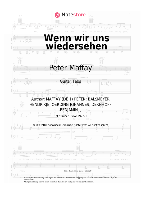 Wenn wir uns wiedersehen - Peter Maffay Tabs - Guitar.Tabs