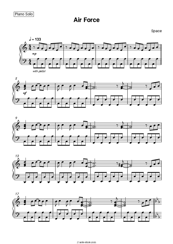 Air Force - Space Piano Sheet Music - Piano.Solo