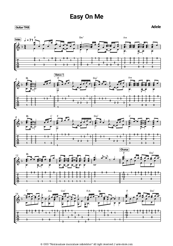 Easy On Me - Adele Tabs - Guitar.Tabs