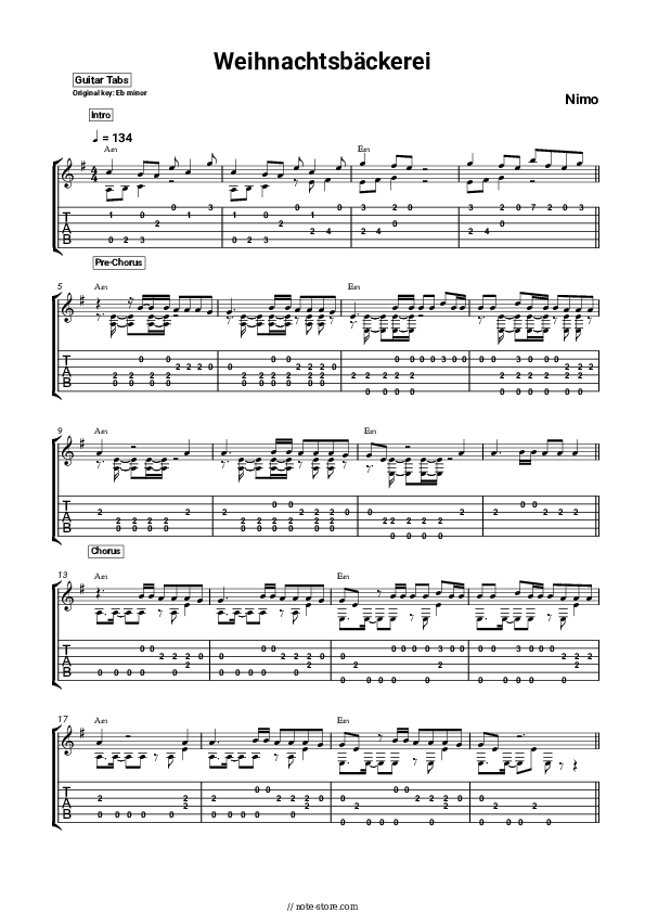 Weihnachtsbäckerei - Nimo Tabs - Guitar.Tabs