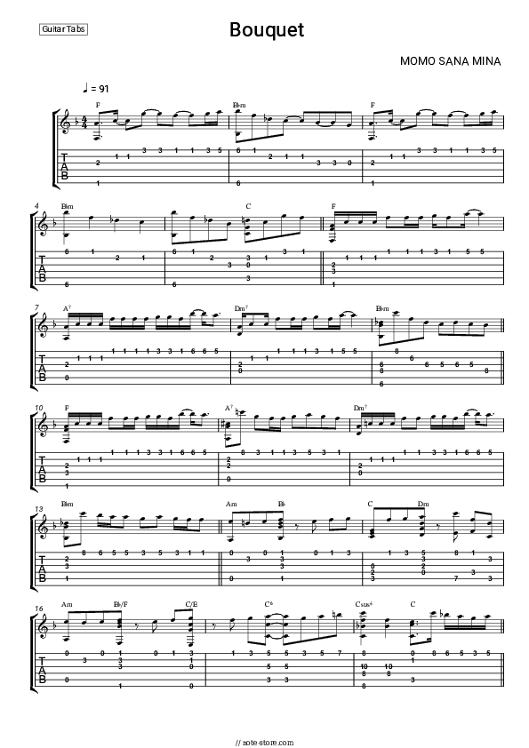 Bouquet - MOMO SANA MINA Tabs - Guitar.Tabs