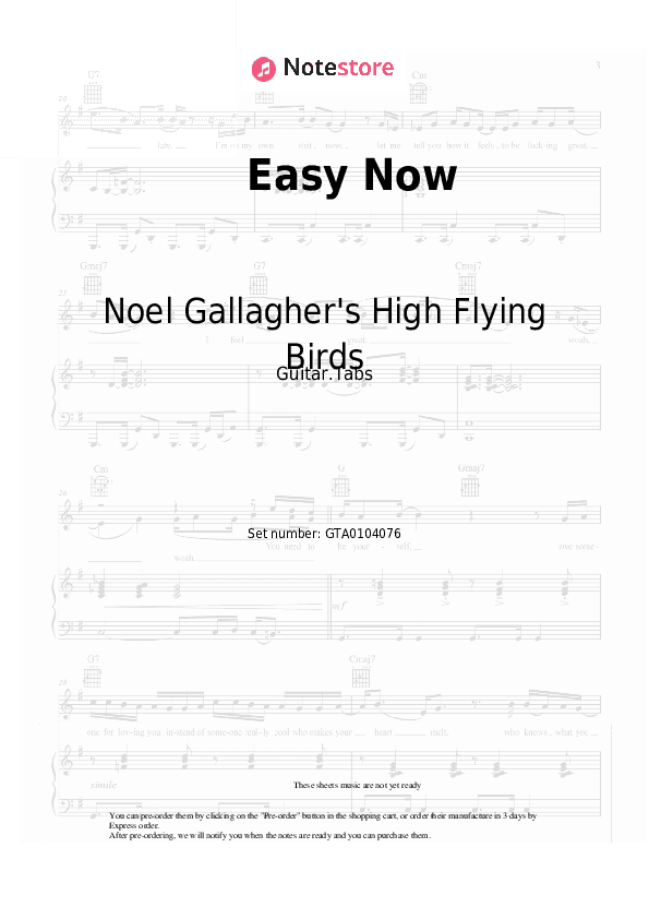 Easy Now - Noel Gallagher's High Flying Birds Tabs - Guitar.Tabs