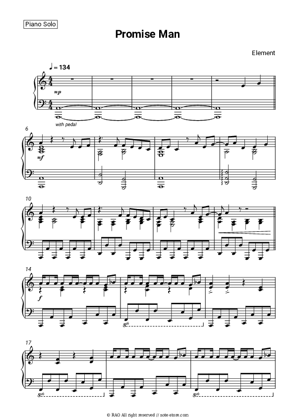 Promise Man - Basic Element Piano Sheet Music - Piano.Solo