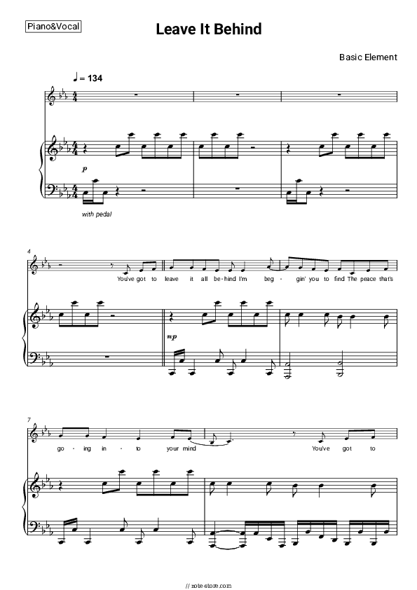 Leave It Behind - Basic Element Piano Sheet Music with the Voice part - Piano&Vocal