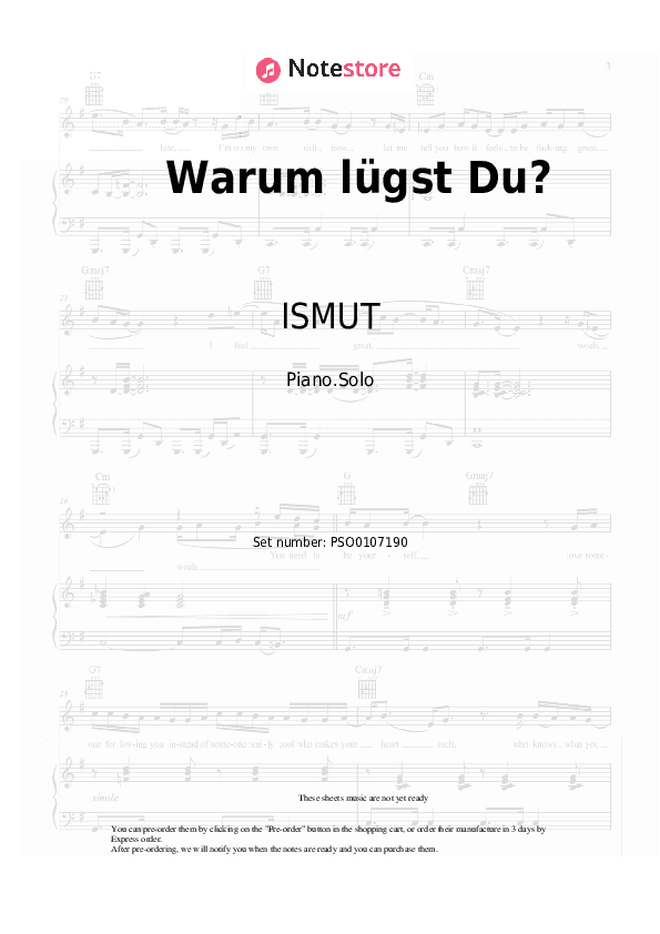 Warum lügst Du? - ISMUT Piano Sheet Music - Piano.Solo
