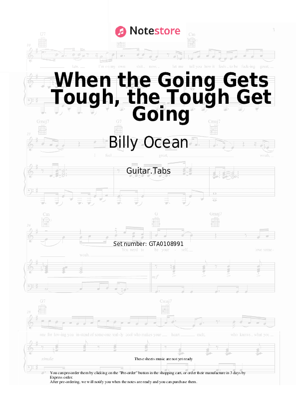 When the Going Gets Tough, the Tough Get Going - Billy Ocean Tabs - Guitar.Tabs