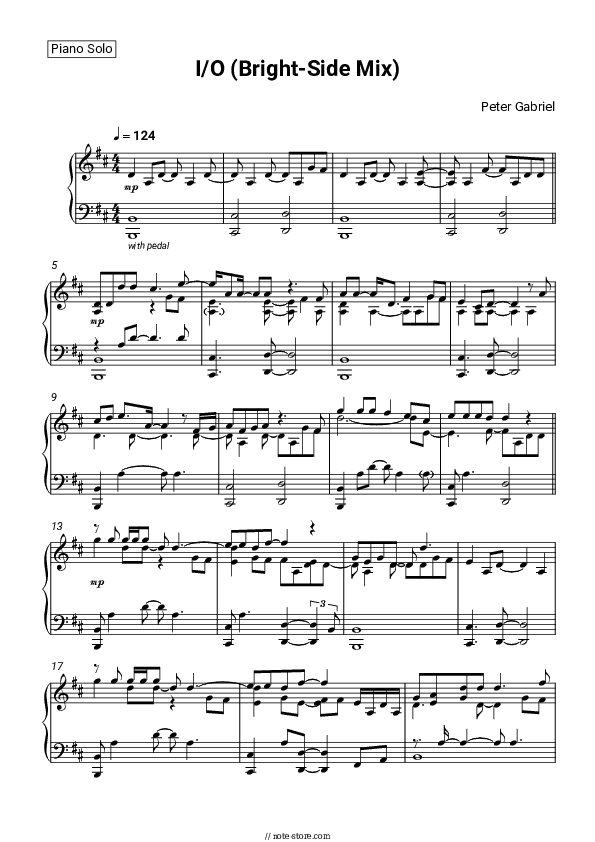 I/O (Bright-Side Mix) - Peter Gabriel Piano Sheet Music - Piano.Solo