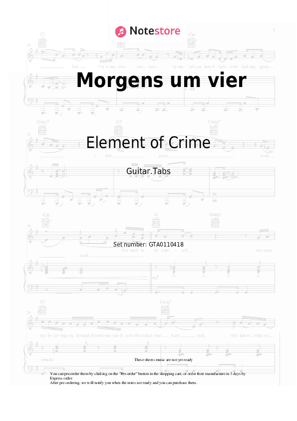 Morgens um vier - Element of Crime Tabs - Guitar.Tabs
