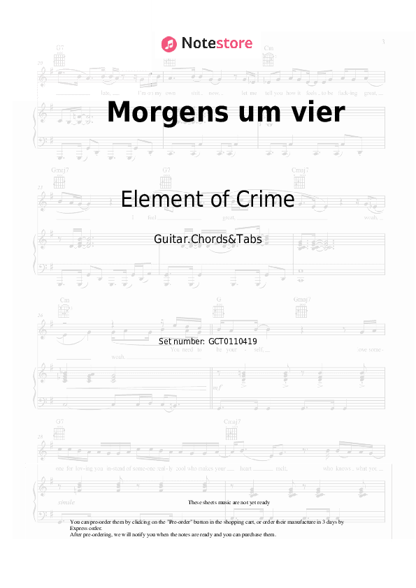 Morgens um vier - Element of Crime Chords and Tabs - Guitar.Chords&Tabs