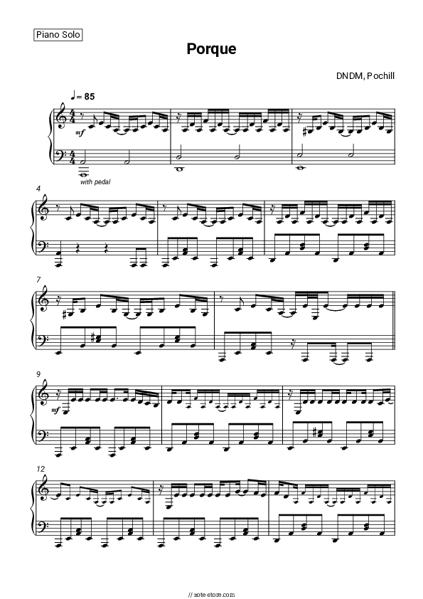 Porque - DNDM, Pochill Piano Sheet Music - Piano.Solo