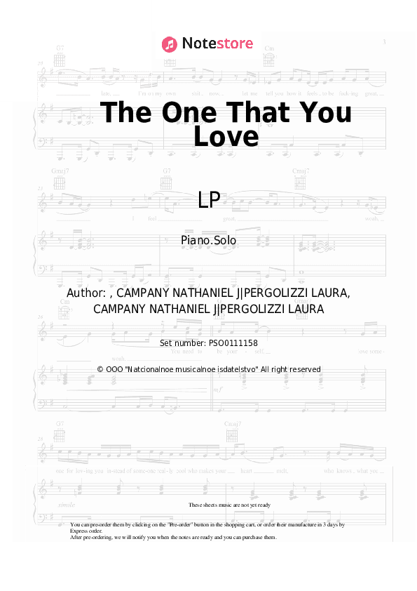The One That You Love - LP Piano Sheet Music - Piano.Solo