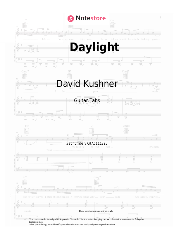 Daylight - David Kushner Tabs - Guitar.Tabs