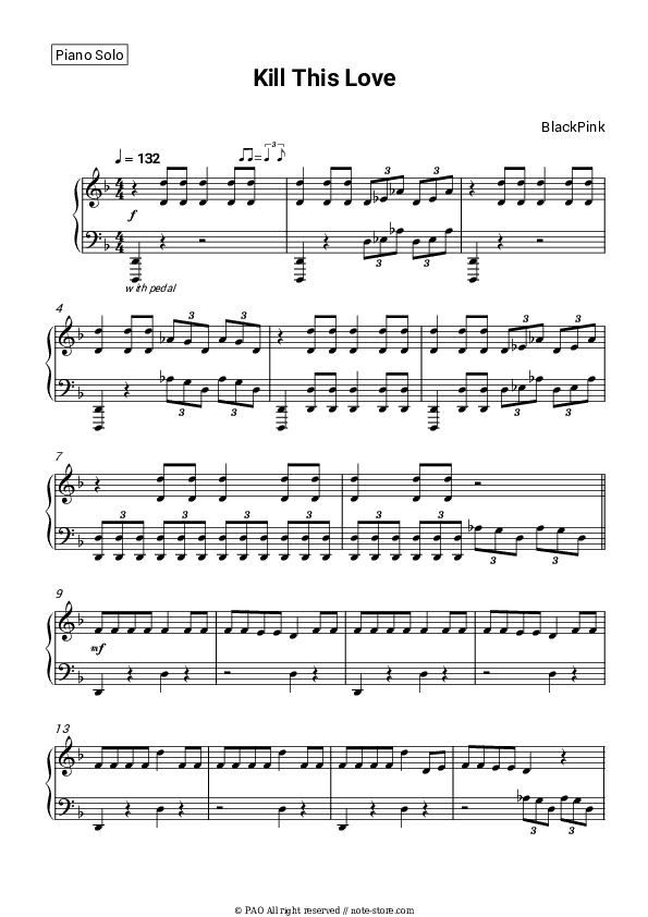 Kill This Love - BlackPink Piano Sheet Music - Piano.Solo